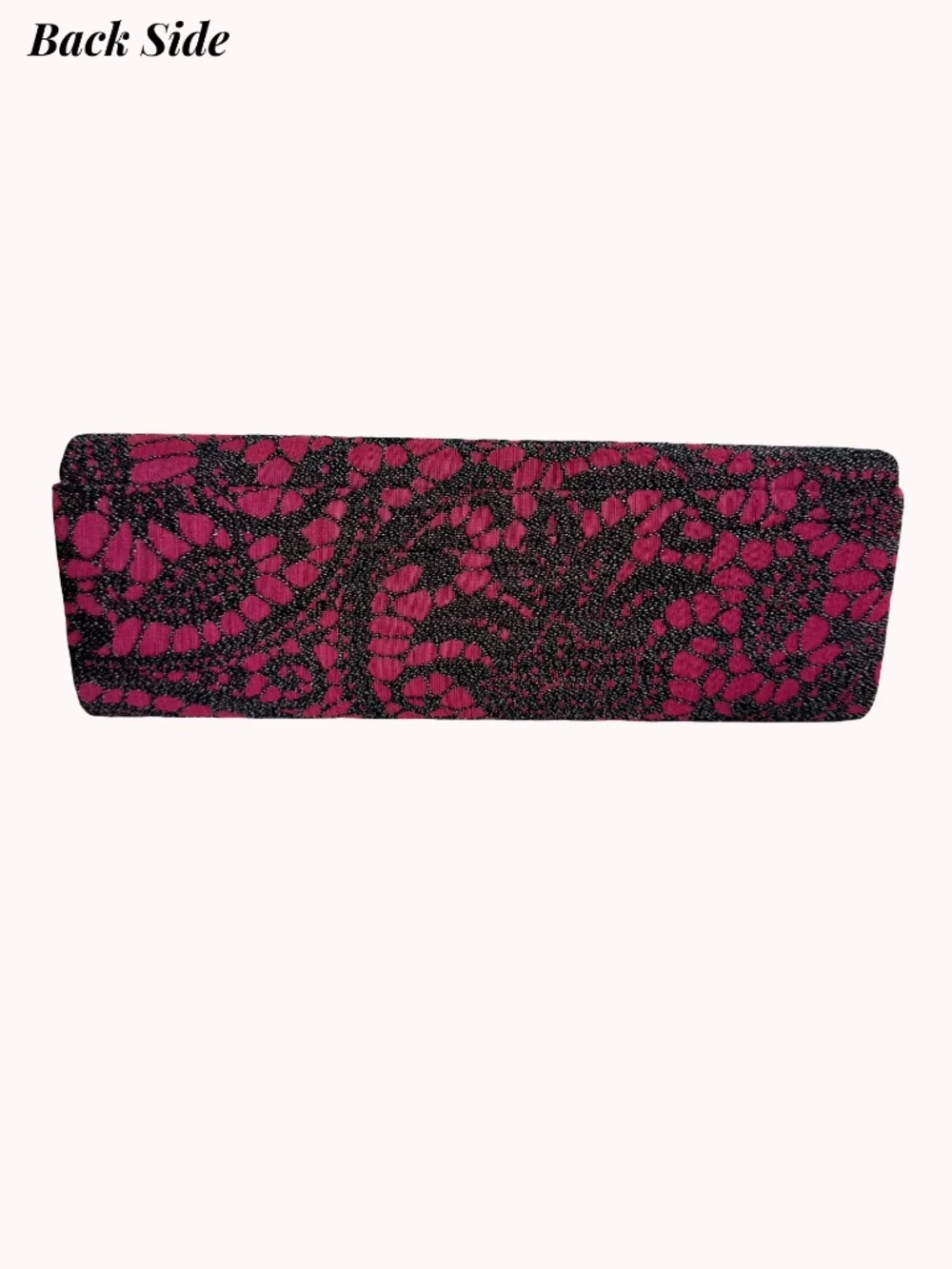 Vintage Pink Black Fabric Clutch Evening Bag Wedding Purse Formal Party Makeup